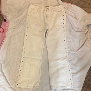 Michael Kors White Ankle & Cropped Jeans with studded sides